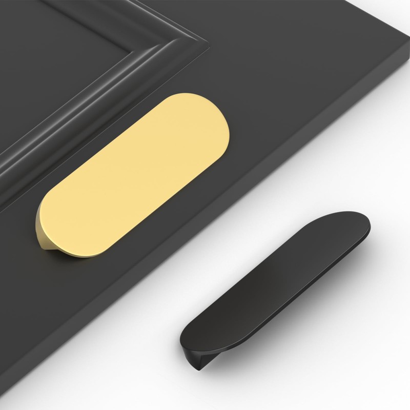 Peaha 5 Pack Matte Gold Finger Pulls for Cabinets Brushed