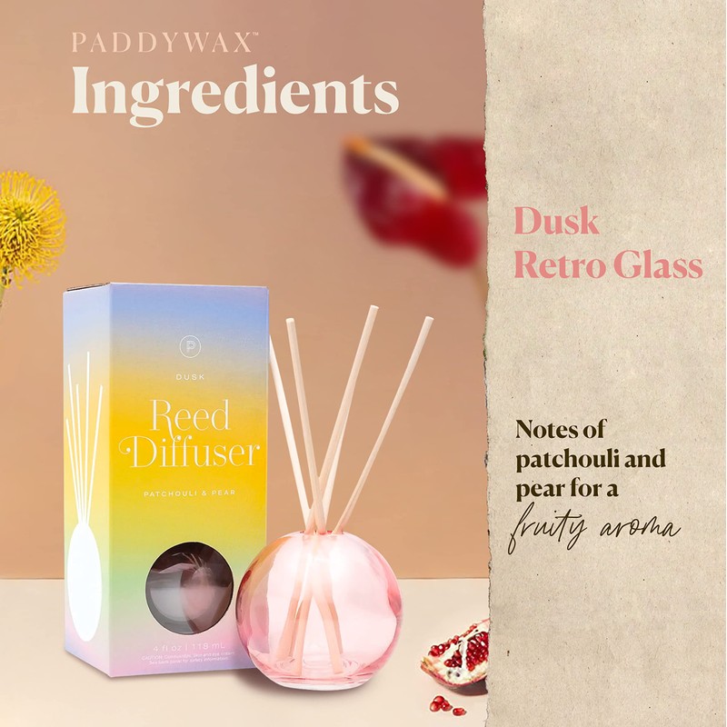 Paddywax Retro Glass Realm Collection Reed Diffuser, 4-Fluid Ounces, Green