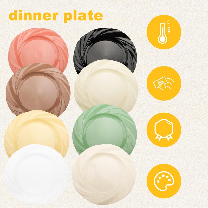 imposyu Pack of 8 Pasta Plates, Dessert Plates, 8 Colours,