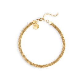 SINGULARU - Necklace choker tape - necklace made of stainless steel with 18 carat gold plating - mesh choker with a width of 8 mm - length 33 cm + 5 cm extension - jewellery for women, Gold