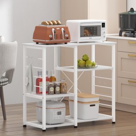 DlandHome Microwave Cart Stand 35.4 inches, Kitchen Baker's Rack Utility Storage Shelf Microwave Stand 3-Tier x 3-Tier for Spice Rack Organizer Workstation Shelf,171,White
