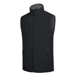 fit space Men's Lightweight Vest Softshell Sleeveless Windproof Jacket with Zipper Pcoket Cycling Travel Hiking Running Golf (Black, Medium)