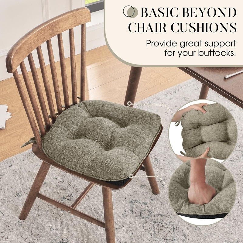 Basic Beyond Chair Cushions for Dining Chairs 4 Pack, Dining