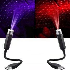 Gowxs 2Pcs Mini LED Projection Lamp Star Night, USB Plug Night Light, Romantic Star Projector Light Durable Mini Star Projection Light for Car, Bedroom, Living Room, Party (Red andPurple)