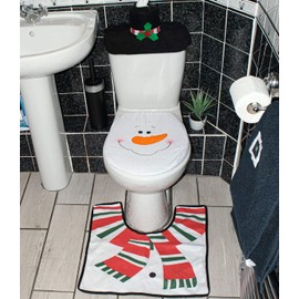 3Pcs Christmas Snowman Toilet Seat Cover Xmas Bathroom Decoration Home Decor