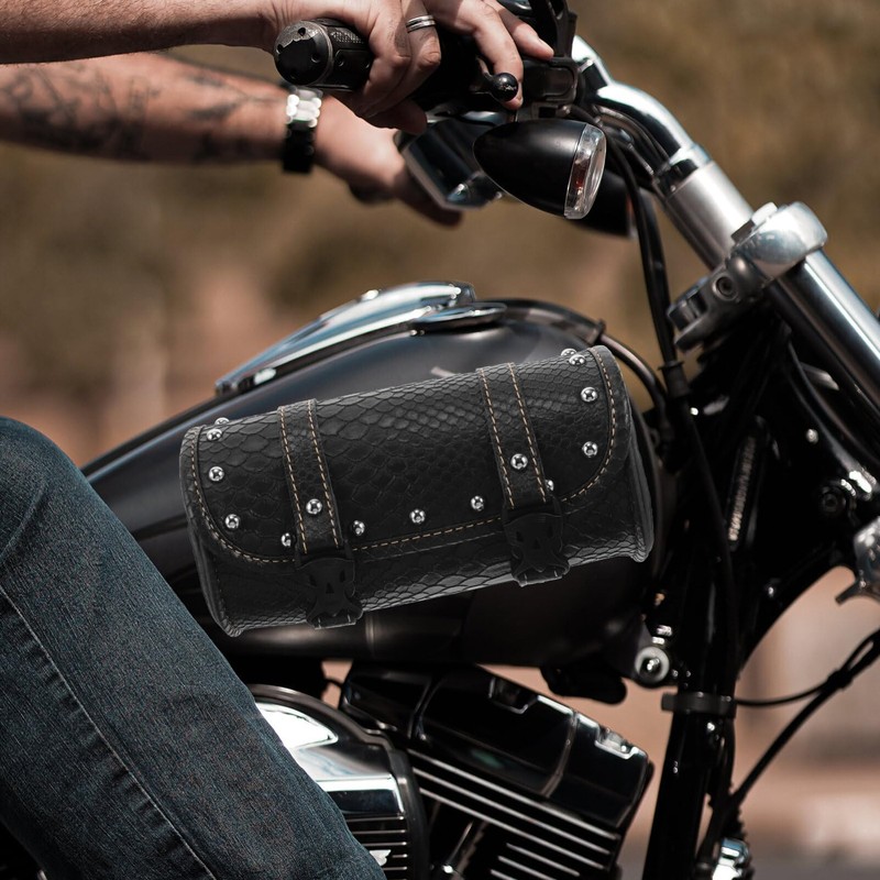 Holibanna Motorcycle Handlebar Bag Saddle Bag, Pu Leather Motorcycle Fork