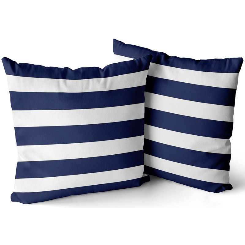 Hoooottle Beauty Design Navy Blue and White Stripe Square Pillowcase