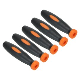PATIKIL 2.4 Inch Rubber File Handle, 5 Pack File Cutting Tool File Round Handle Replacement Accessories for 0.2" Diameter Round Handle File, Orange Black
