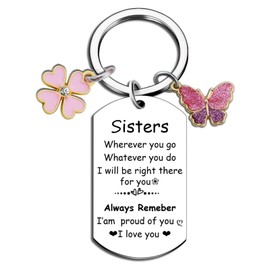 Sister Gifts from Sisters - Big & Little Sister Birthday Keychain for Women-Soul Sister for Girls Teen Keychain Best Sisters Friends ever Funny Womens Key Ring for Christmas Valentines Birthday