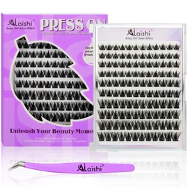 No Glue Needed Lashes, Self Adhesive Eyelashes, DIY Lash Cluster Eyelash Extensions Kit 10‑18mm,120pcs Fluffy D Curl Soft Natural Lashes with Tweezers–Fake Cat Eye Wispy Individual Clusters(NGDF191)