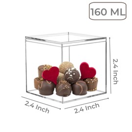 Acrylic Box 4 Packs Clear Box with Lid Plastic Square Cube Acrylic Storage Boxes for Display Small Clear Containers Jewelry Birthday Wedding Party Decoration Box 2.4x2.4x2.4Inch