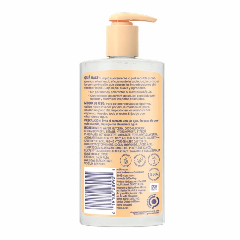 Bioré Limpiador Facial Gel Piel Sensible Propensa Acné 200ml