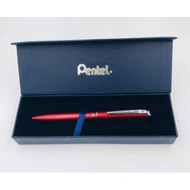 Pentel BL2007 EnerGel Retractable Rollerball Pen - 0.7mm Tip - Red Matte Metal Body - Gift Box