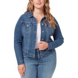 Jessica Simpson Women's Plus Size Pixie Classic Feminine Fit Crop Jean Jacket, Mercer, 1X