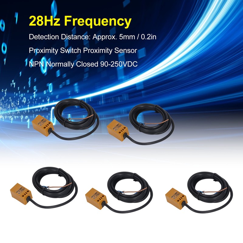 5Pcs Proximity Switch NPN Normally Closed IP65 28Hz Working Frequency