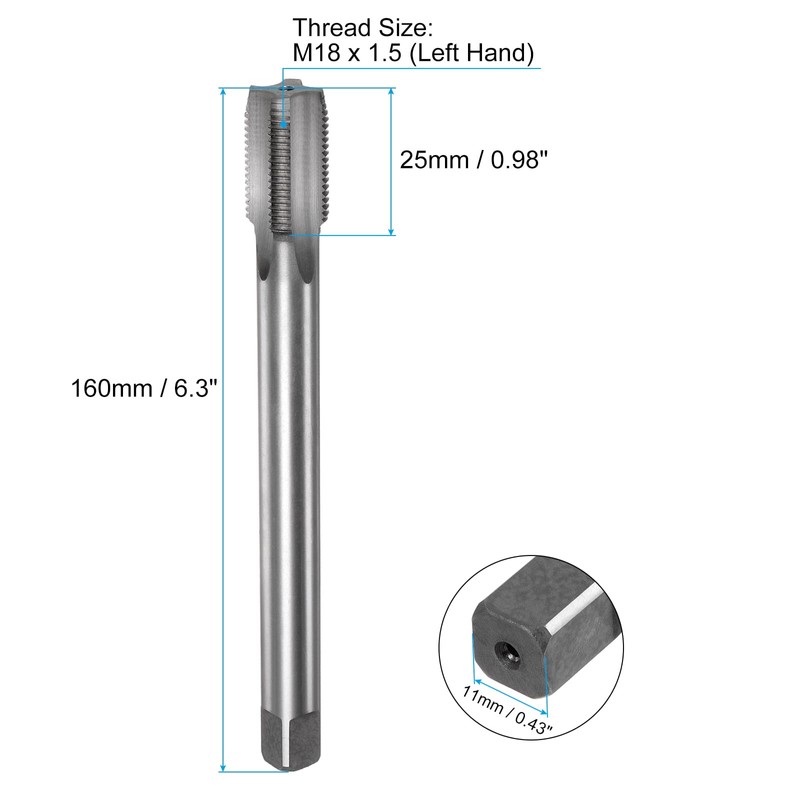sourcing map Metric Thread Tap M18 x 1.5 H2 Left