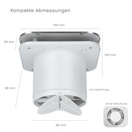 Turbionaire Trend 100 SA Bathroom Fan 100 mm, Aluminium Front Panel Matt, Against Moisture and Mould, with Light Switch Activation, for Ventilation in the Bathroom and Toilet, 5 Year Warranty