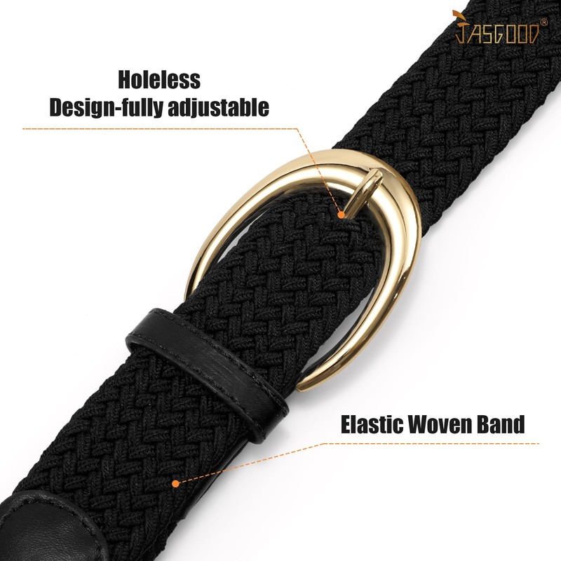 JASGOOD Braided Stretchy Belts for Women Casual Woven Elastic Belt