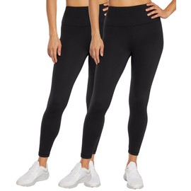 Balance Collection Women's Standard Easy 25" High Rise Ankle Legging-2 Pack, Black/Black