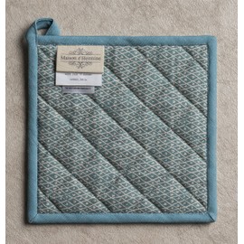 Maison d' Hermine Pot Holders Set 100% Cotton Heat Resistant Potholders 8" x 8" Hot Pads with Loop BBQ, Cooking, Baking, Grilling, Kitchen, Handling Hot Pans Spring/Summer (Pack of 2, Marquise)