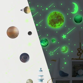 Buerhomie Glow in The Dark Stars and Planets, Bright Solar System Wall Stickers L