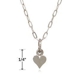 Sterling Silver Teeny Tiny Heart Extra Daughter Heart Flat Charm Necklace, 18"