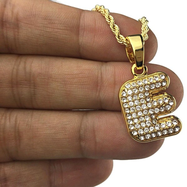 Bling Cartel 14K Gold Plated Micro Letter E Initial Chain
