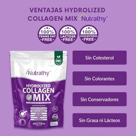 Nutrathy Colágeno 6 en 1 450g Sabor Berries. Péptidos de Colágeno Reforzado con Vitamina C, Ácido Hialurónico, Biotina, Magnesio y Zinc. Grass Fed, Endulzado con Monkfruit, Bottle Free.