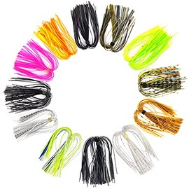 Riverruns Silicone Jig Skirts Fishing Lure Skirt Replacement for Spinnerbaits Bass Buzzbaits Fishing Jigs Fishing Lures Craw Jig Trailers Bass Skirts Casting Jigs Football (12PC 8861 )