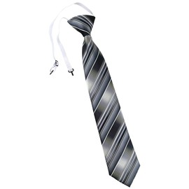 TigerTie Children's Tie Striped - Tie Pre-Tied with Elastic Band, Grey, silver, anthracite, light grey