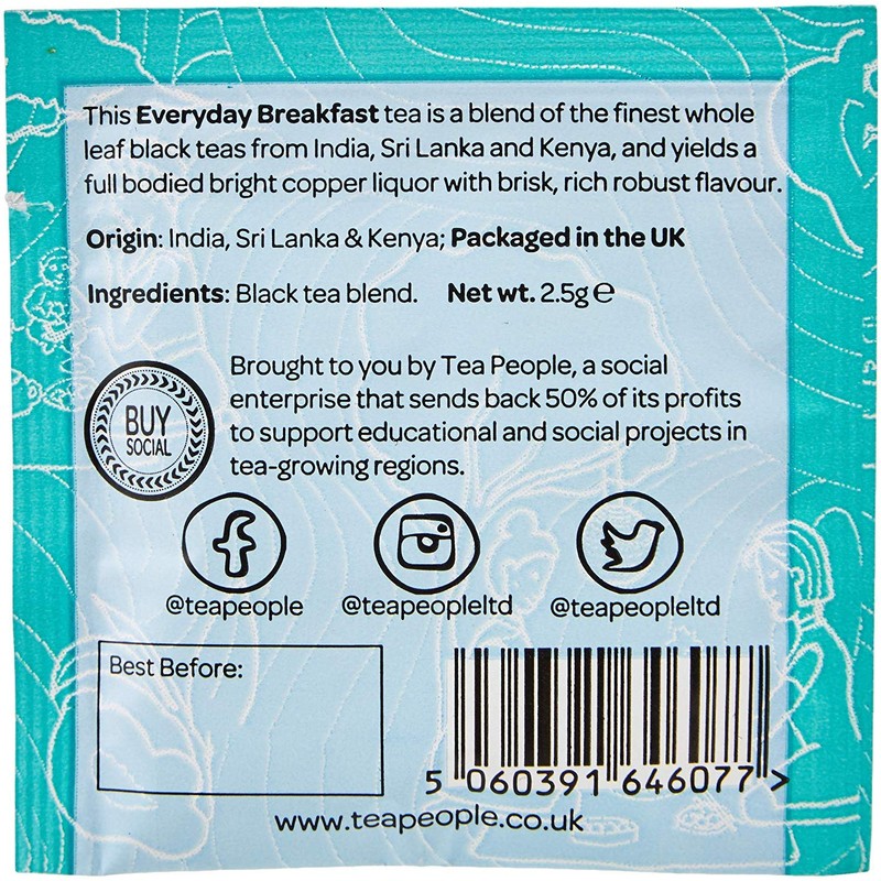 Tea People Everyday English Breakfast, 20 Individually Wrapped Black Tea