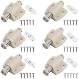 Magnetic Catch, Push Latch, Set of 6, Magnetic Catch Latch, Open Touch, Door Stopper, Magnet, Strong, Recoil Device, For Furniture Doors/Sliding Doors/Cabinets/Cupboards, Drawers, Cabinets, Noise Reducing, Household Use, Screws, Total Length 1.8 inches (