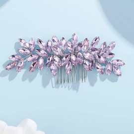 Teyglen Dainty Purple Rhinestone Hair Comb - Luxurious Shiny Bridal and Wedding Hair Accessory for Brides and Girls