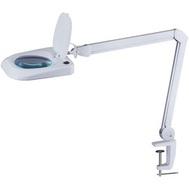 Omano LED Magnifying Lamp (2X Magnifier) Professional Desktop, Reading, Hobby, and Task Use | Adjustable Arm, Bright Daylight Lighting | Clear 6” Diameter Lens