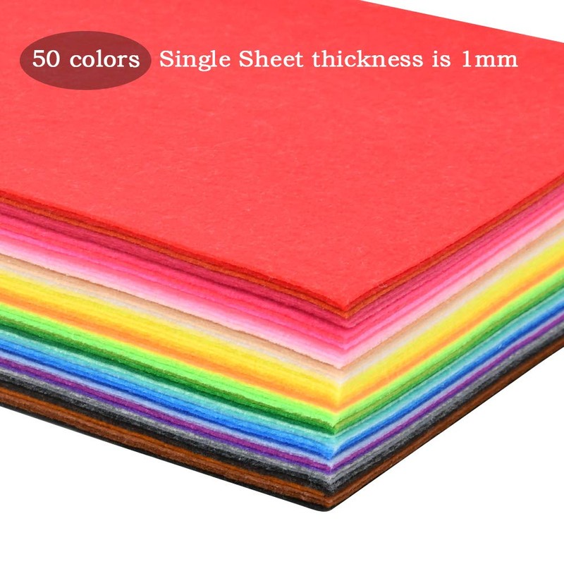 TIMESETL 50pcs Coloured Felt Fabric Craft Felt for Sewing, 20