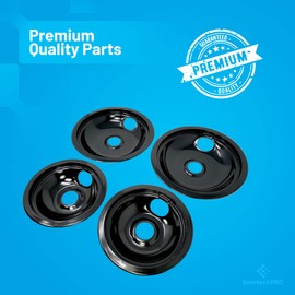 EvertechPRO Electric Stove Drip Pans Set of 4 for Frigidaire 5304430150 5304430149, Universal Fit Burner Drip Pans, Stove Eye Drip Pans, 2 Small 6-Inch and 2 Big 8-Inch Pans, Black