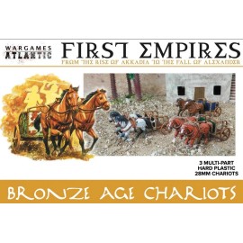 Wargames Atlantic 28mm First Empires: Bronze Age Chariots (3) w/Horses (6)
