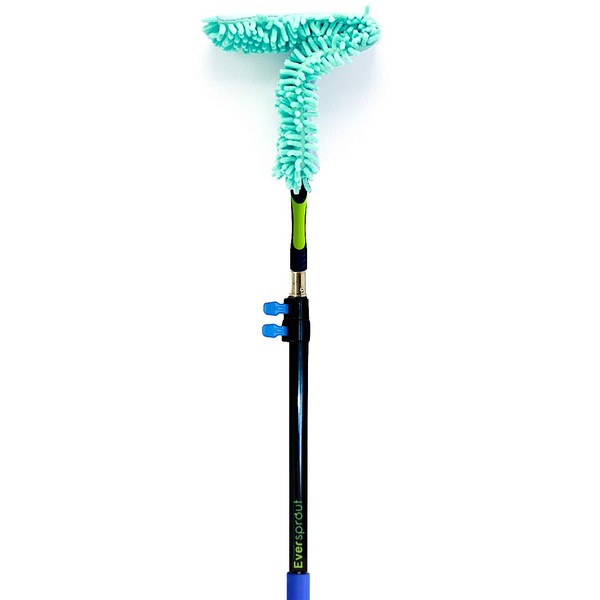 EVERSPROUT 5-to-12 Foot Flexible Microfiber Ceiling & Fan Duster (20+ Foot Reach) | Bendable to Clean Any Fan Blade | Removable & Washable Brush Head | 3-Stage Lightweight Aluminum Extension Pole
