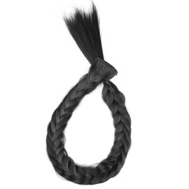 DIGUAN DIY Hairstyle Thin Double 3 Strands and Fishtail Plaited Synthetic Hair Braids Headband with Clip, Hair Accessory for Women, Girls (Messy Fishtail, Natural Black)
