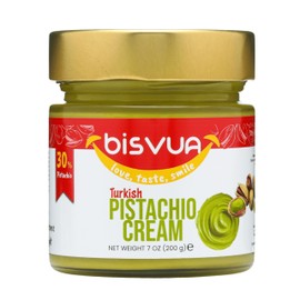 BISVUA Premium Pistachio Cream (30%), 200g (7 Oz) - Pistacho Paste & Spread - Perfect for Viral Dubai Chocolate Bar Pistachio Kit - Kataifi, Ice Cream, Versatile Butter for Desserts, Breakfast