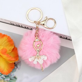 Schlüsselanhänger mit kreativem Design, Süße Ballerina mit Strass und Flauschigem Anhänger, Geschenk für Frauen, Kleine Aufmerksamkeiten für Freundinnen, Schwestern und Kolleginnen zum Geburtstag