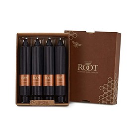 Root Candles Unscented Dinner Candles Premium Beeswax Blend Boxed Candle Set, 7-Inch, Black, 4-Count