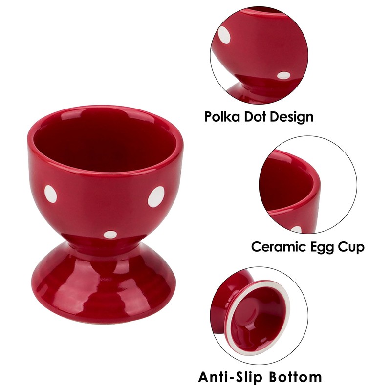 2 Pack Polka Dot Egg Cups, Ceramic Egg Holders for