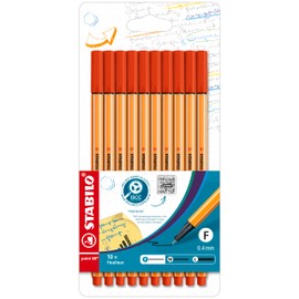 Fineliner - STABILO point 88 - Wallet of 10 - Red