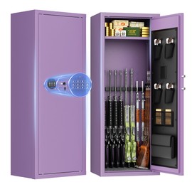 10 to 15-Gun Safe for Home Use: Large Gun Cabinet with Keyboard Lock for Rifles, Pistols & Shotguns | Quick Access | 4 Adjustable Racks | Pockets