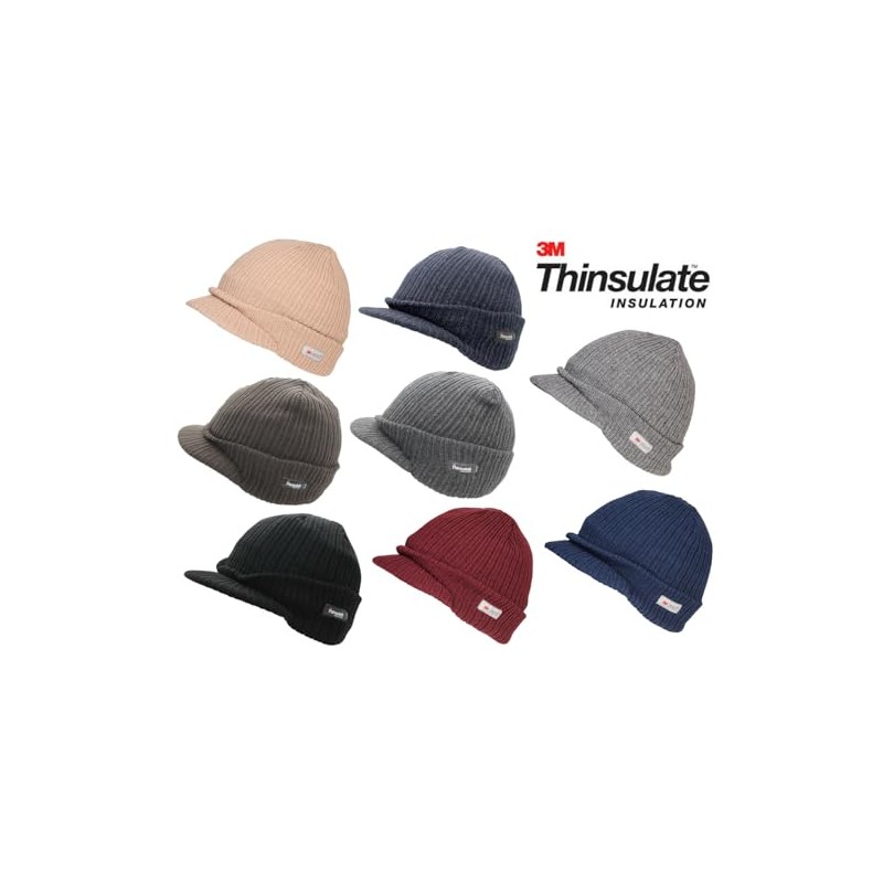 Thinsulate Peaked Knitted Beanie Hat Winter Hat Stretch Knit Work