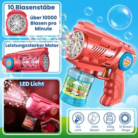 Blubbel Bubble Gun, LED Bubble Machine, 120 ml Bubble Liquid Tank, Bubble Gun, Bubble Gun, Air Bubbles Bazooka Bubble Gun, Gifts for Children, Wedding