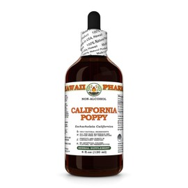 California Poppy (Eschscholzia Californica) Dry Seed Glycerite, Made in Hawaii, Organic Raw Materials, All Natural, Vegan, Lab Tested Alcohol-Free Liquid Extract - 4 fl.oz