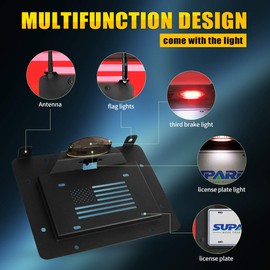 SUPAREE Spare Tire Delete License Plate Relocation Kit w/Plate Illuminate Light Third Brake Light Fits for 2007-2018 Wrangler JK & Unlimited