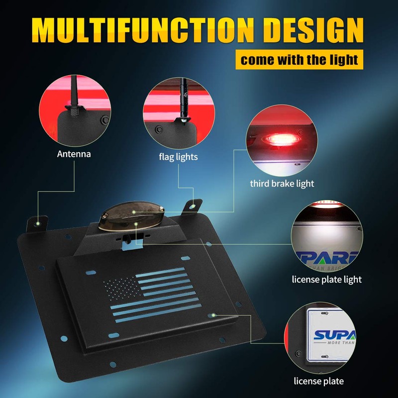 SUPAREE Spare Tire Delete License Plate Relocation Kit w/Plate Illuminate